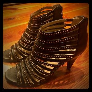Excellent condition black & gold studded INC heels